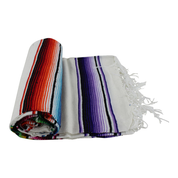 Genuine Mexican Blanket Sarape White