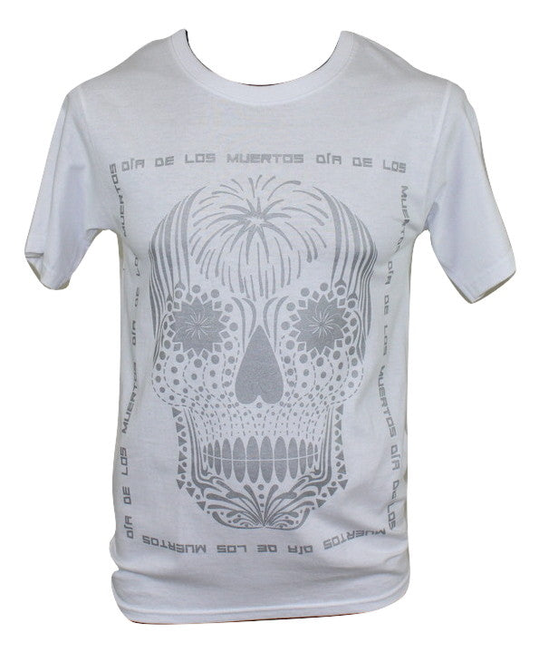 Day of the Dead T Shirt Men Cotton Made in Mexico White