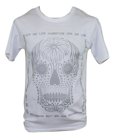 Day of the Dead T Shirt Men Cotton Made in Mexico White