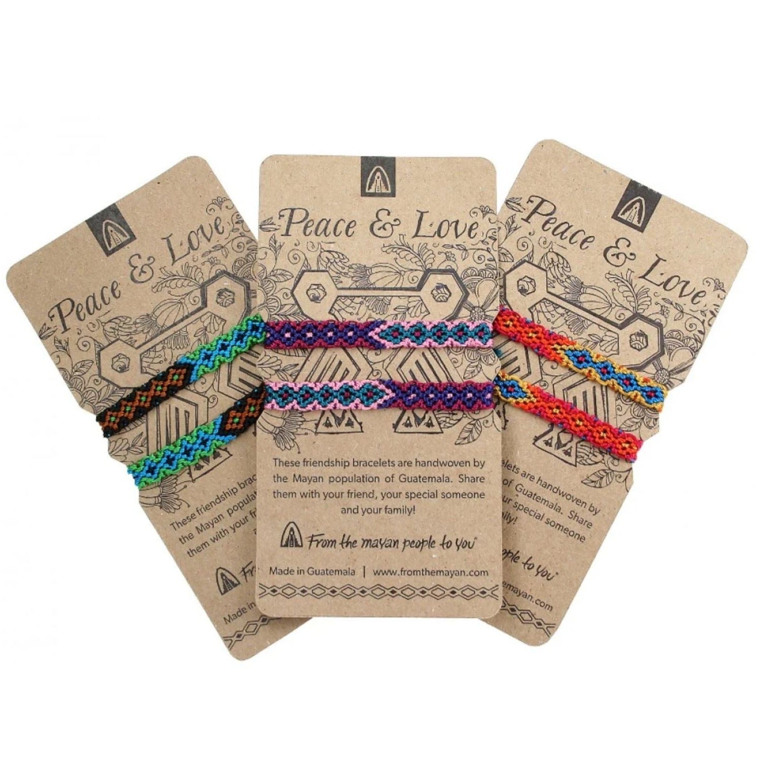 Peace and Love bracelets on a card