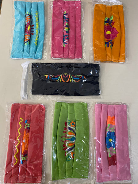 Pack of 10 Hand Embroider in Mexico - Cotton Face Masks - Assorted Colours
