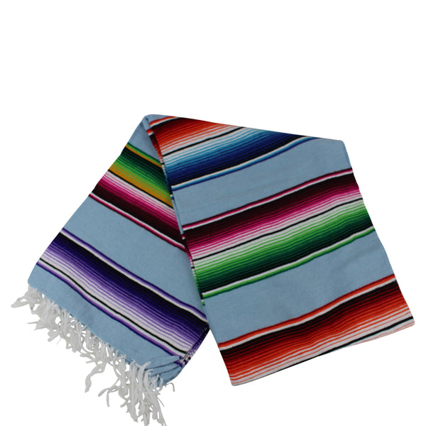 Genuine Mexican Blanket Sarape Powder Blue