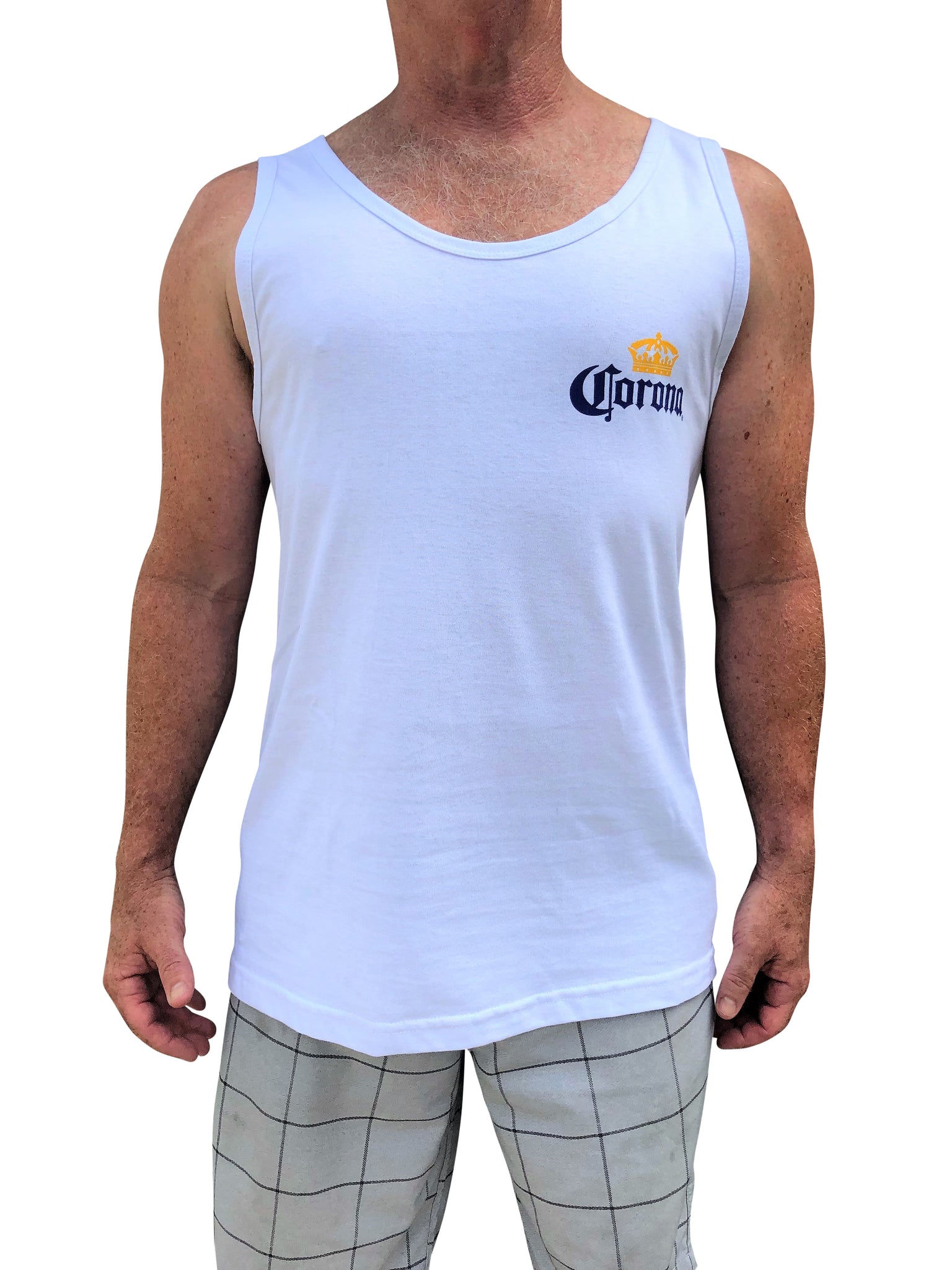 Corona Tank Top Singlet Cotton Made in Mexico White