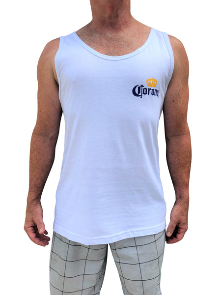 Corona Tank Top Singlet Cotton Made in Mexico White