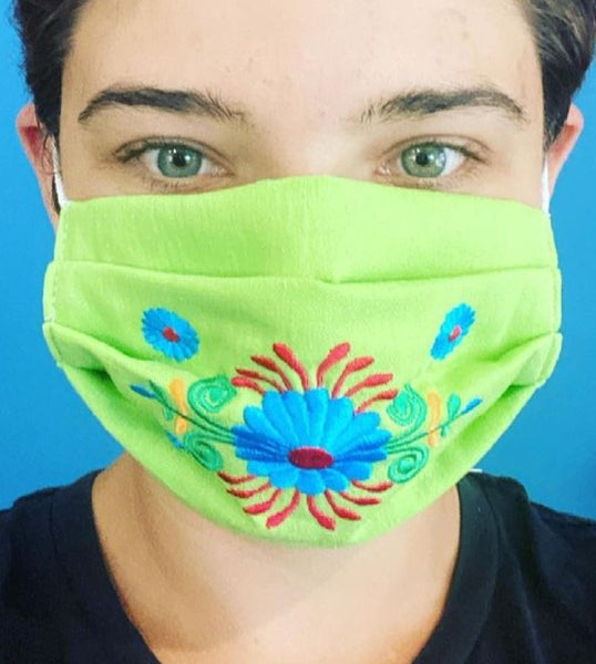 Pack of 10 Hand Embroider in Mexico - Cotton Face Masks - Assorted Colours