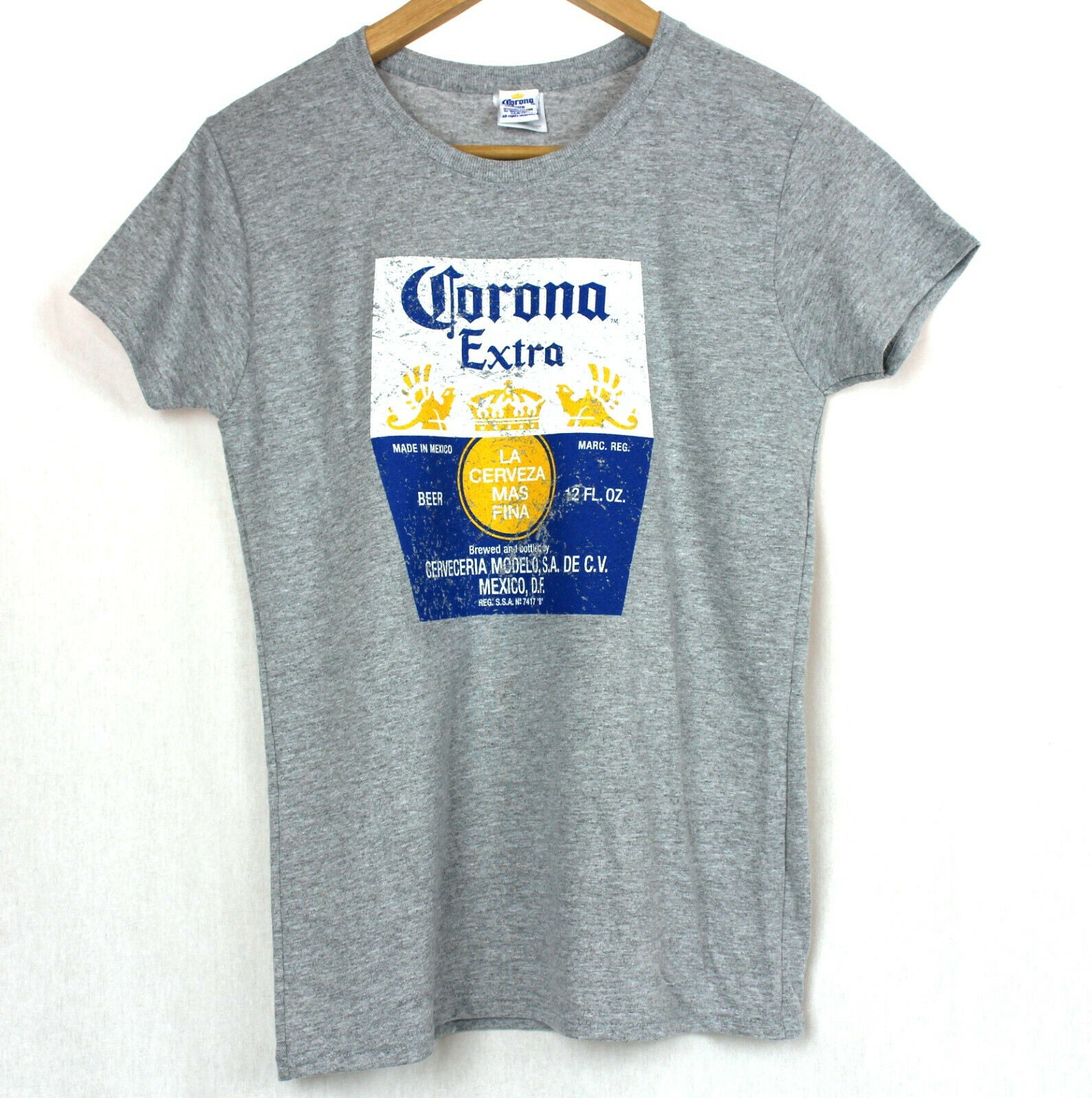 Corona T shirt Made in Mexico Cotton Grey