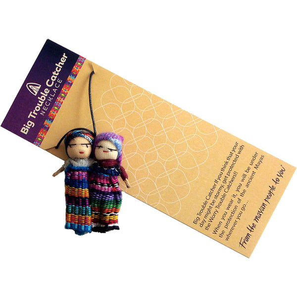 Necklace Worry Dolls Handmade Guatemala Big Trouble Catcher